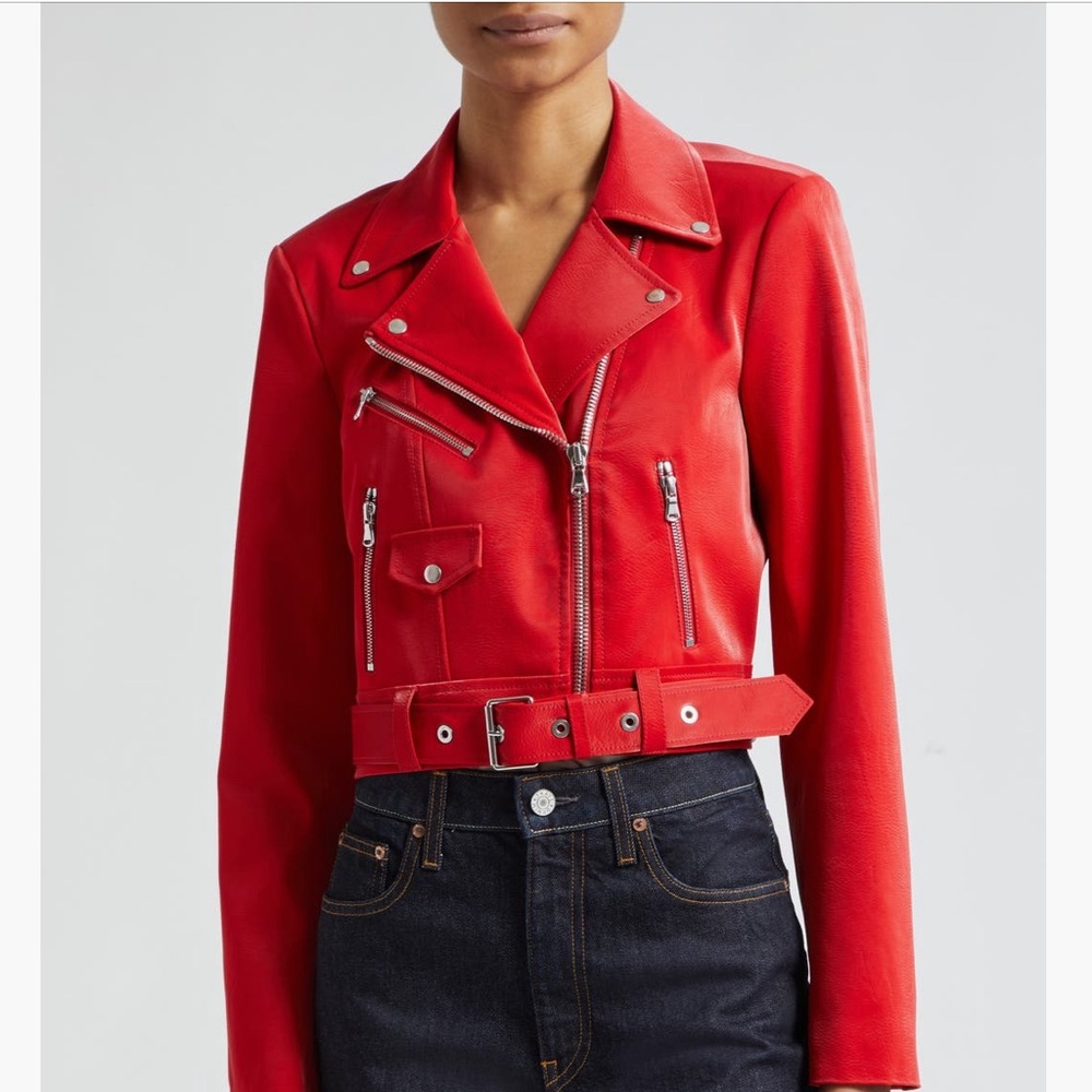 Cinq à Sept “Zoe Faux Leather Moto Jacket”